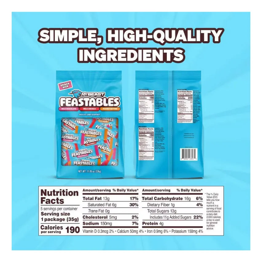 Mrbeast Feastables Paquete Variado Chocolates Feastables, 11.85 Oz/28ct